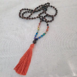 Japa Mala 108 cuentas Rudraksha Chakras Naranja